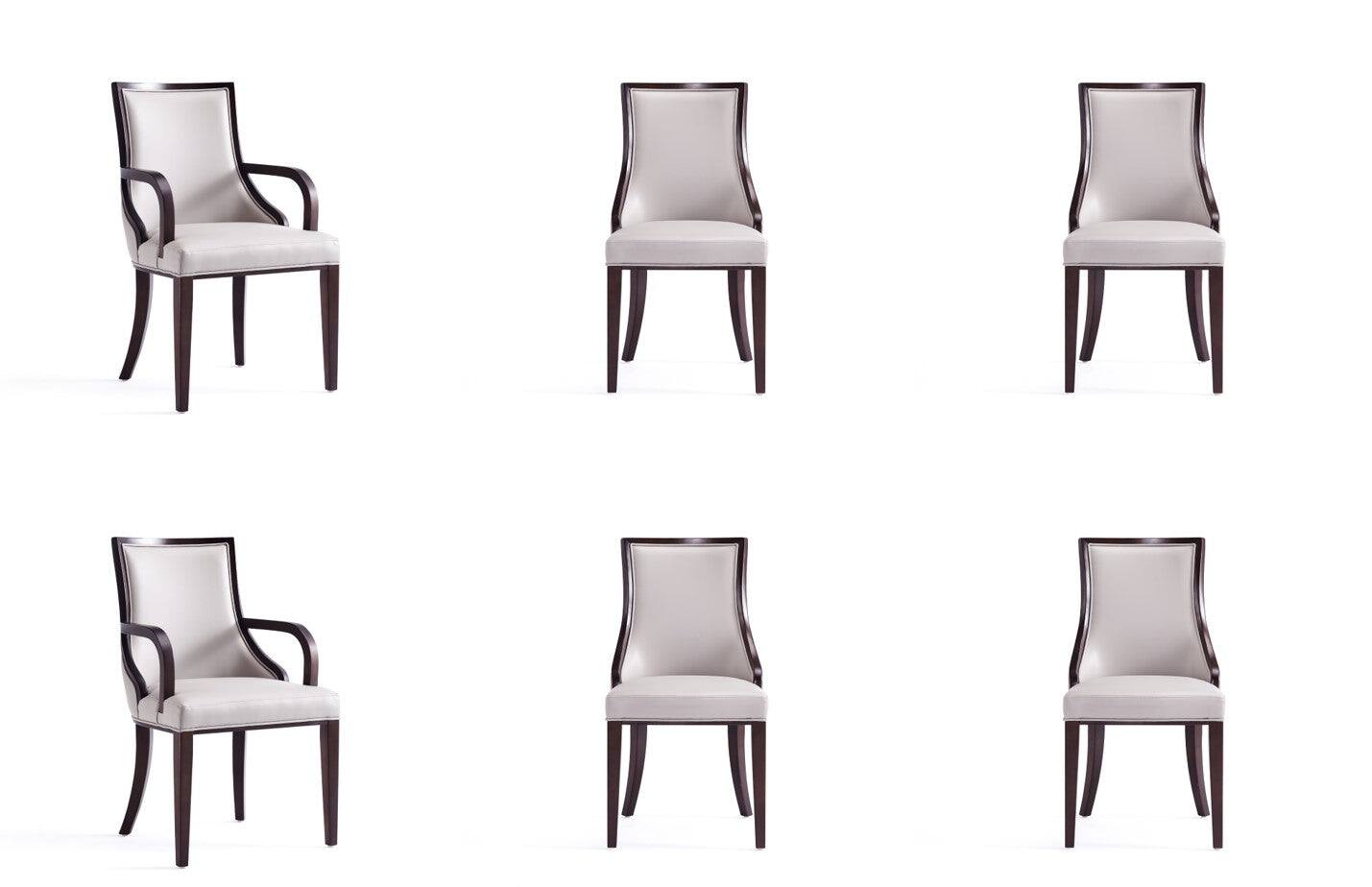 Front. Manhattan Comfort - Grand Traditional 6-Piece Dining Chair Set - Light Gray.