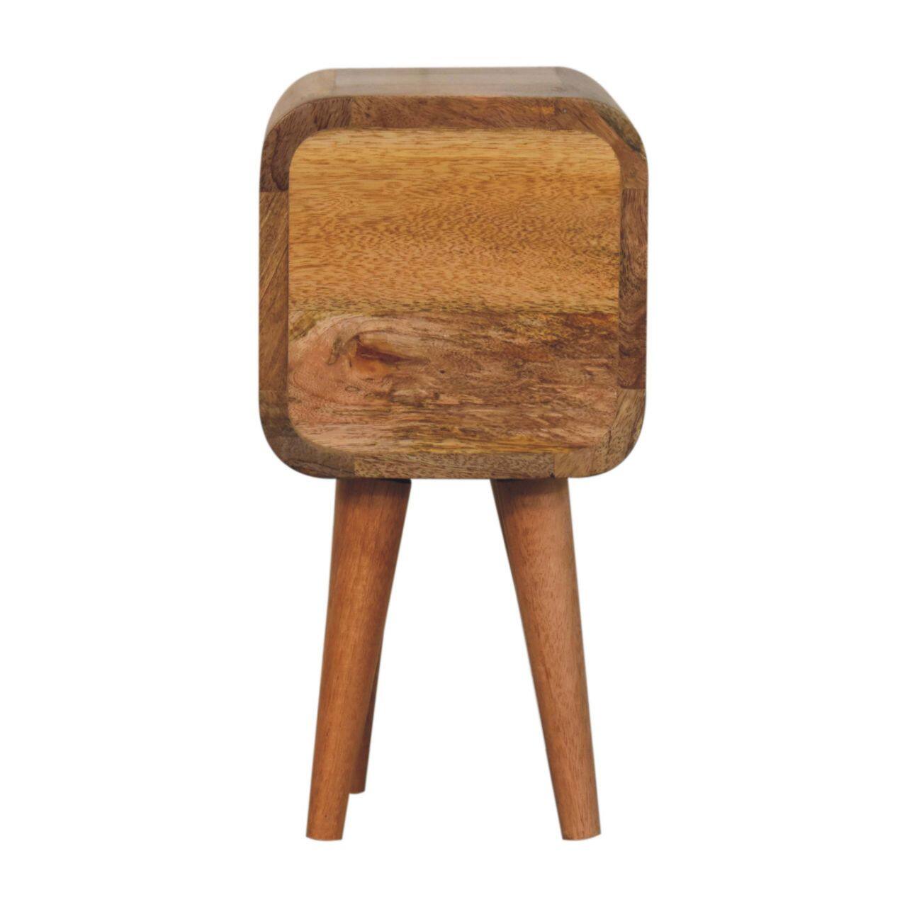 Alt View 6. Artisan Furniture - Artisan Furniture Solid Wood Extra Mini Curved Oak-ish Bedside, 2 Drawers, Nordic Legs, Light Brown - Oak.