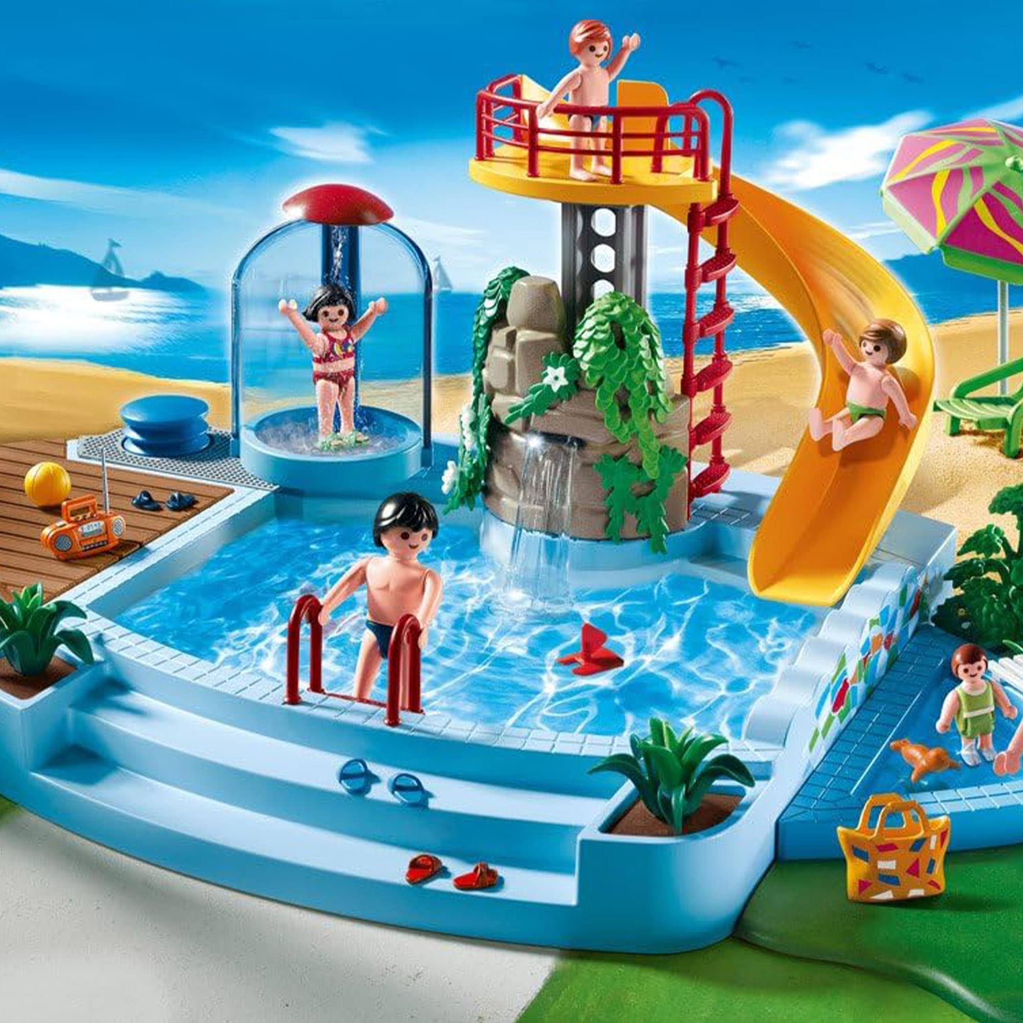 Alt View 10. Playmobil - Playmobil 4858 Family Fun Pool with Slide 133 Piece Building Set - Multi.