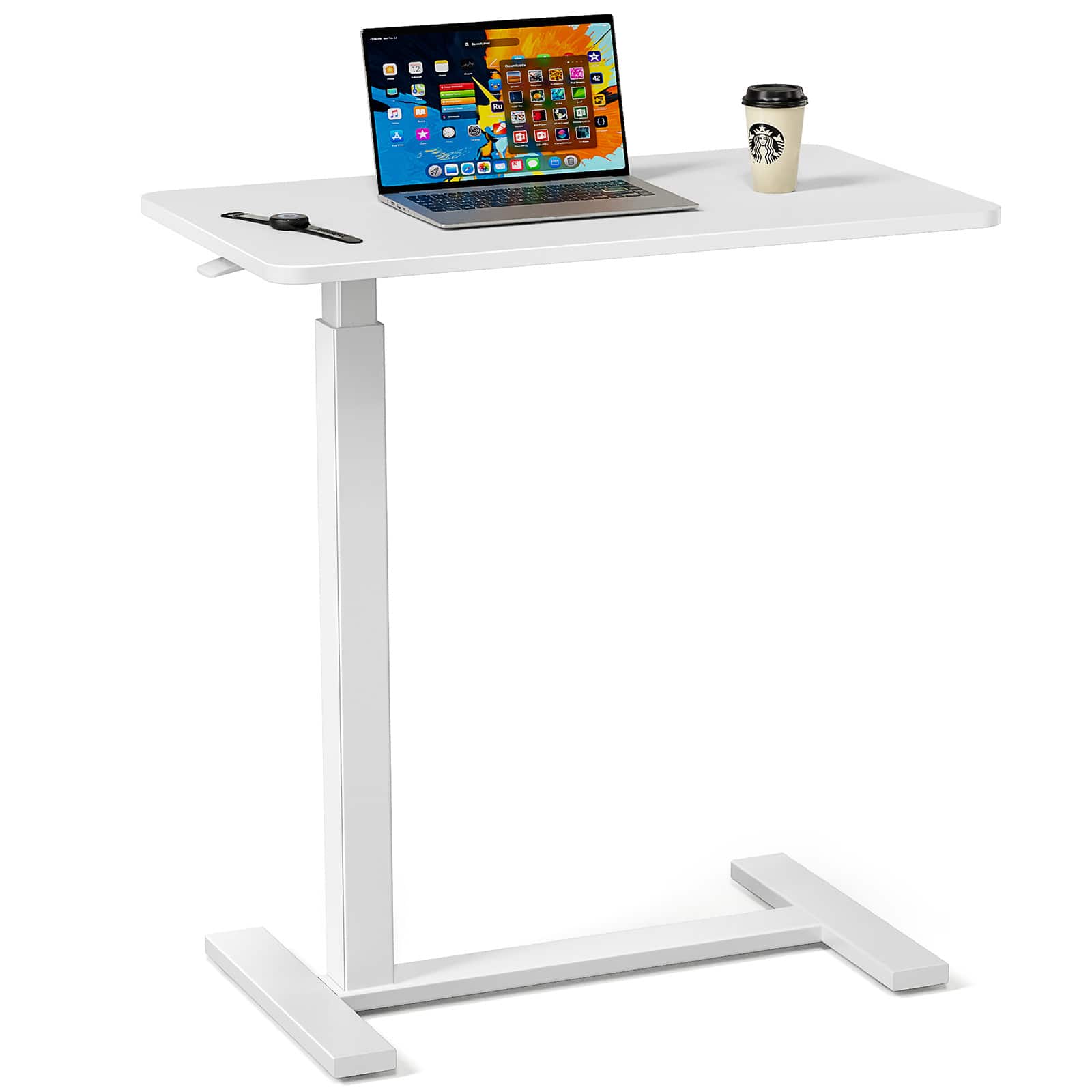 Lirago - 28 Inch Adjustable Mobile Bed Table Computer Desk Mobile Standing Table