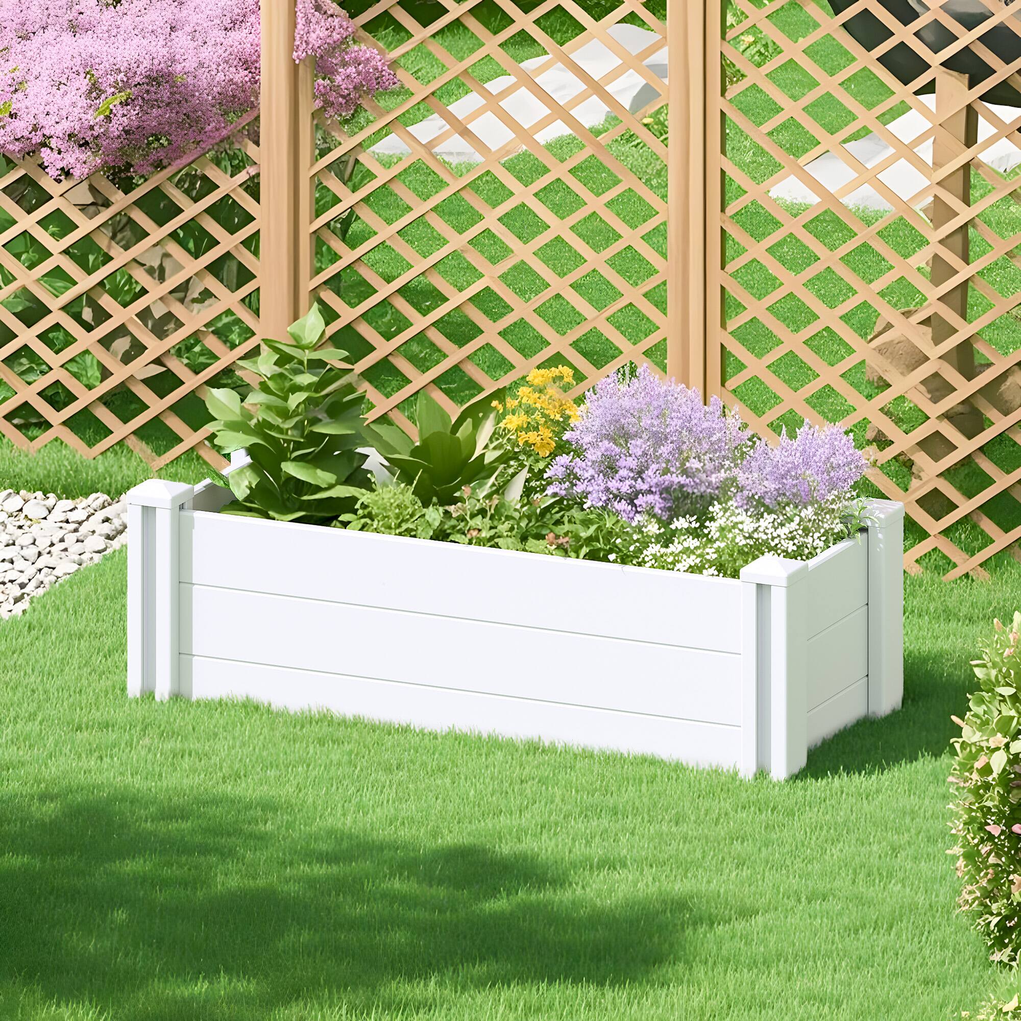 Alt View 3. PexFix - 39.2 in. W x 13 in. H Rectangle Vinyl PVC Planter Box Raised Garden Beds-Perfect for Patio and Backyard Use - White.