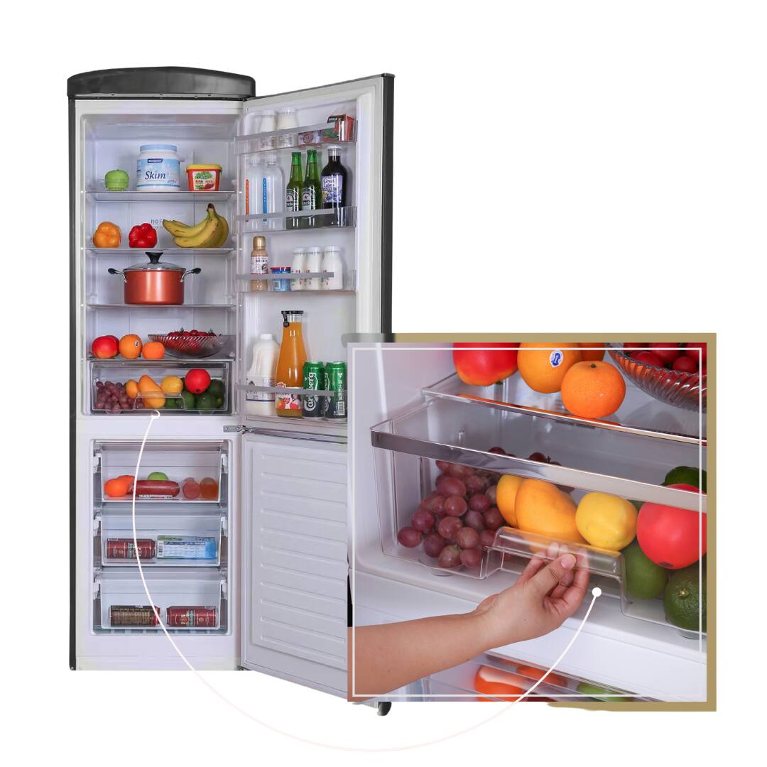 Left. Conserv - Conserv 24in RETRO BOTTOM MOUNT 11cf Refrigerator Fast Freeze 110V - Black.