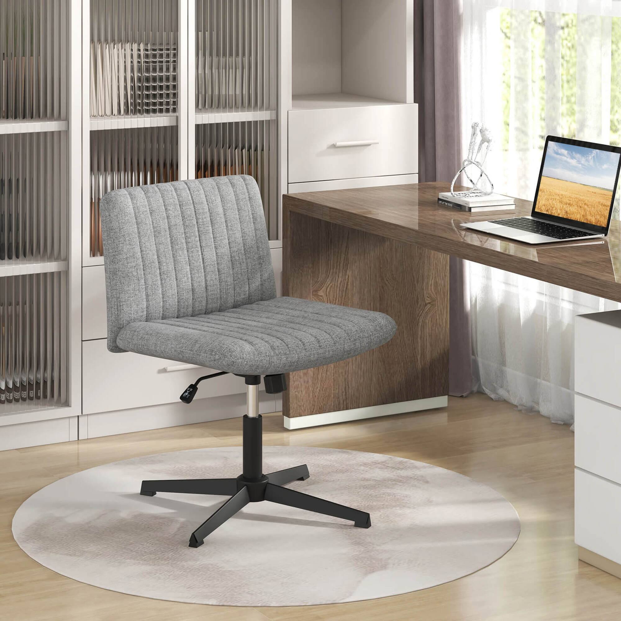 Alt View 4. Costway - Costway Criss Cross Legged Office Chair Ergonomic Mid Back Computer Desk Chair Gray - Gray.