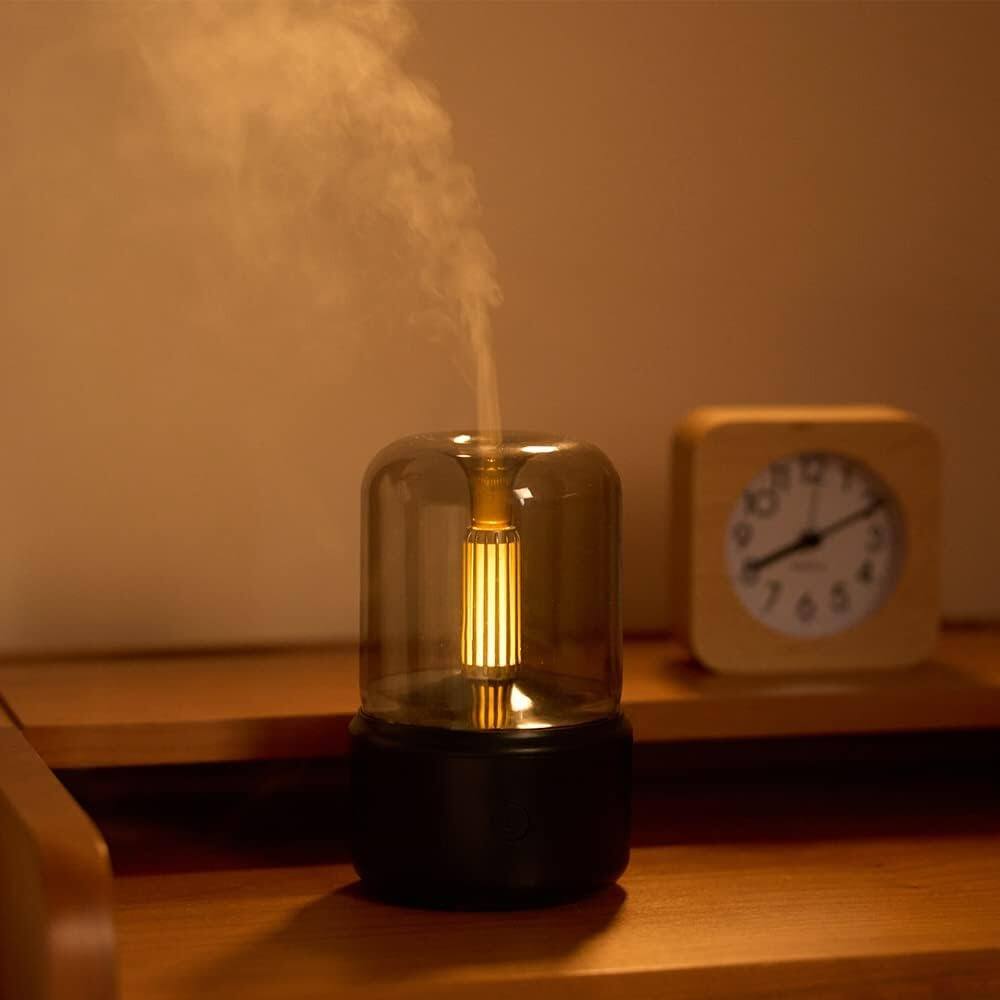 Angle. RTMB - 150 mL Essential Oil Diffuser, Aromatherapy, Cool Mist, Warm LED.