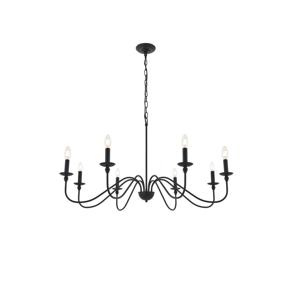 Alt View 7. Living District - Rohan 8 light Matte Black Pendant - Matte Black.