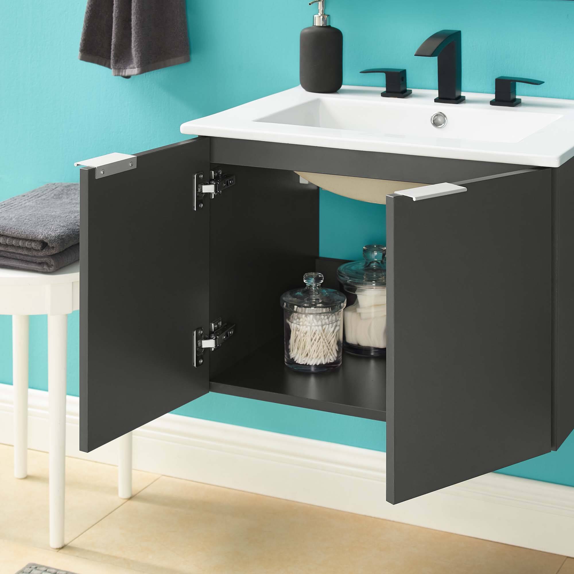 Back. Modway - Maybelle Wall-Mount Bathroom Vanity Basin Included - Gray White.