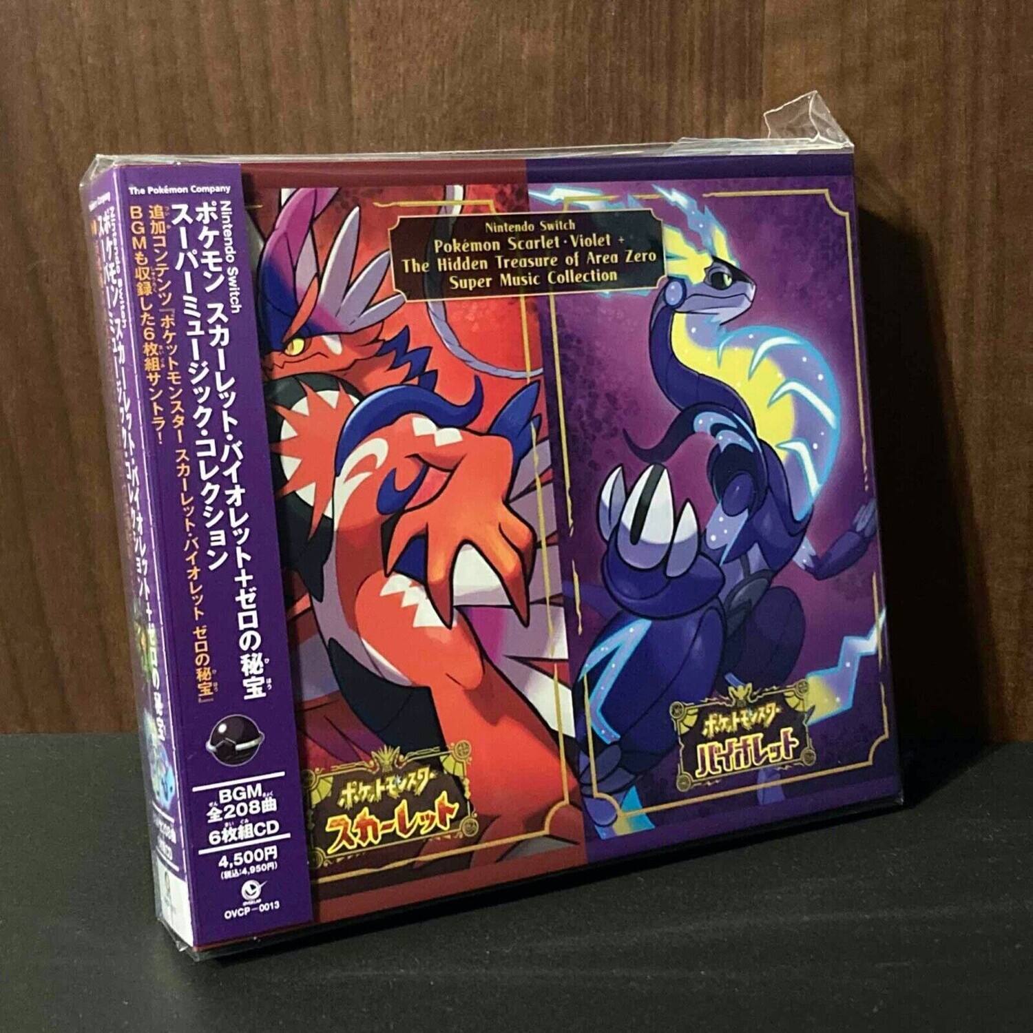 The Pokémon Company  
Nintendo  
Nintendo Switch  
Pokémon Scarlet • Violet  
The Hidden Treasure of Area Zero  
Super Music Collection  

BGM  
全208曲  
6枚組CD  
4,500円 (税込4,950円)  
OVCP-0013  

BGM  
全208曲  
6枚組CD  
4,500円 (税込4,950円)  
OVCP-0013