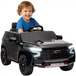 Aosom - Licensed Chevrolet Tahoe Ride On Car, 12V 7AH Battery Toy with Remote, LED Lights, Music, Suspension, 3 Speeds, for 3+