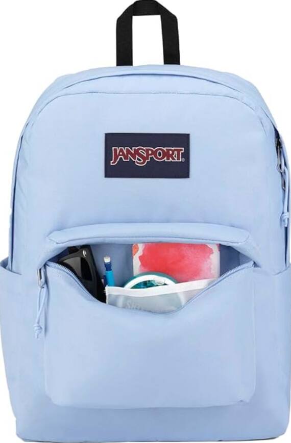 Left. JanSport - JanSport SuperBreak One Backpacks-Durable,Lightweight Bookbag with Front Utility Pocket-Premium Backpack School Bookbag - Light Blue.