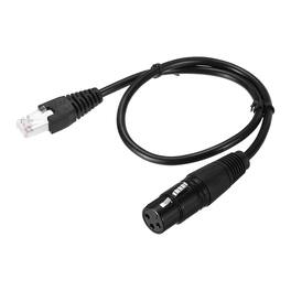 Unique Bargains - 3 Pin DMX512 XLR Female to RJ45 Male Adapter Cable, 1.6ft, for Stage Studio Console Lighting - Black