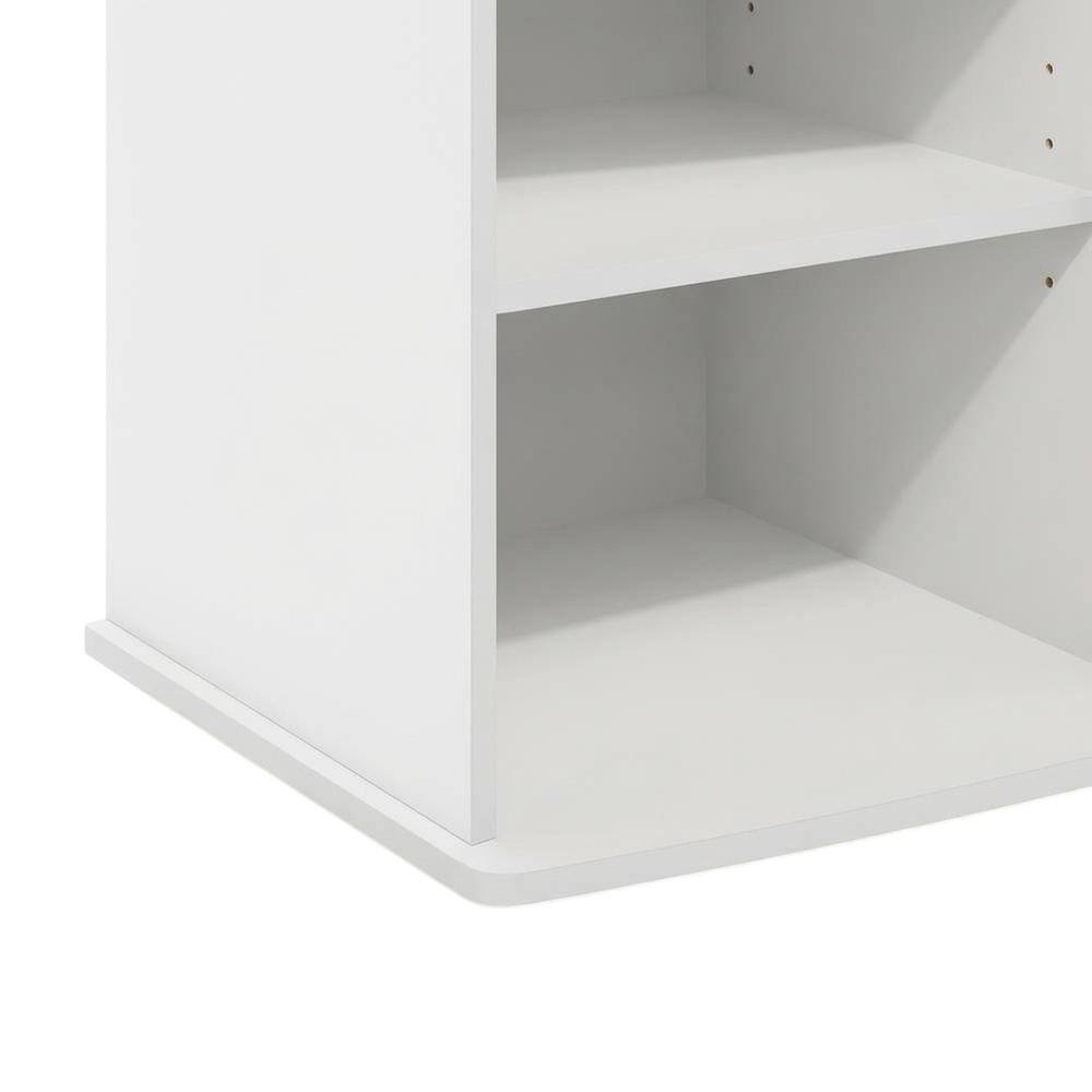 Angle. FurniFact - White open shelving, fireplace entertainment center - Solid White/Black.