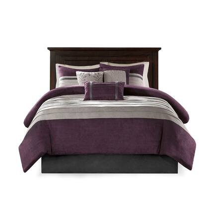 Front. Gracie Mills - Gracie Mills Bryony 7-Piece Microsuede Comforter Set - Purple.