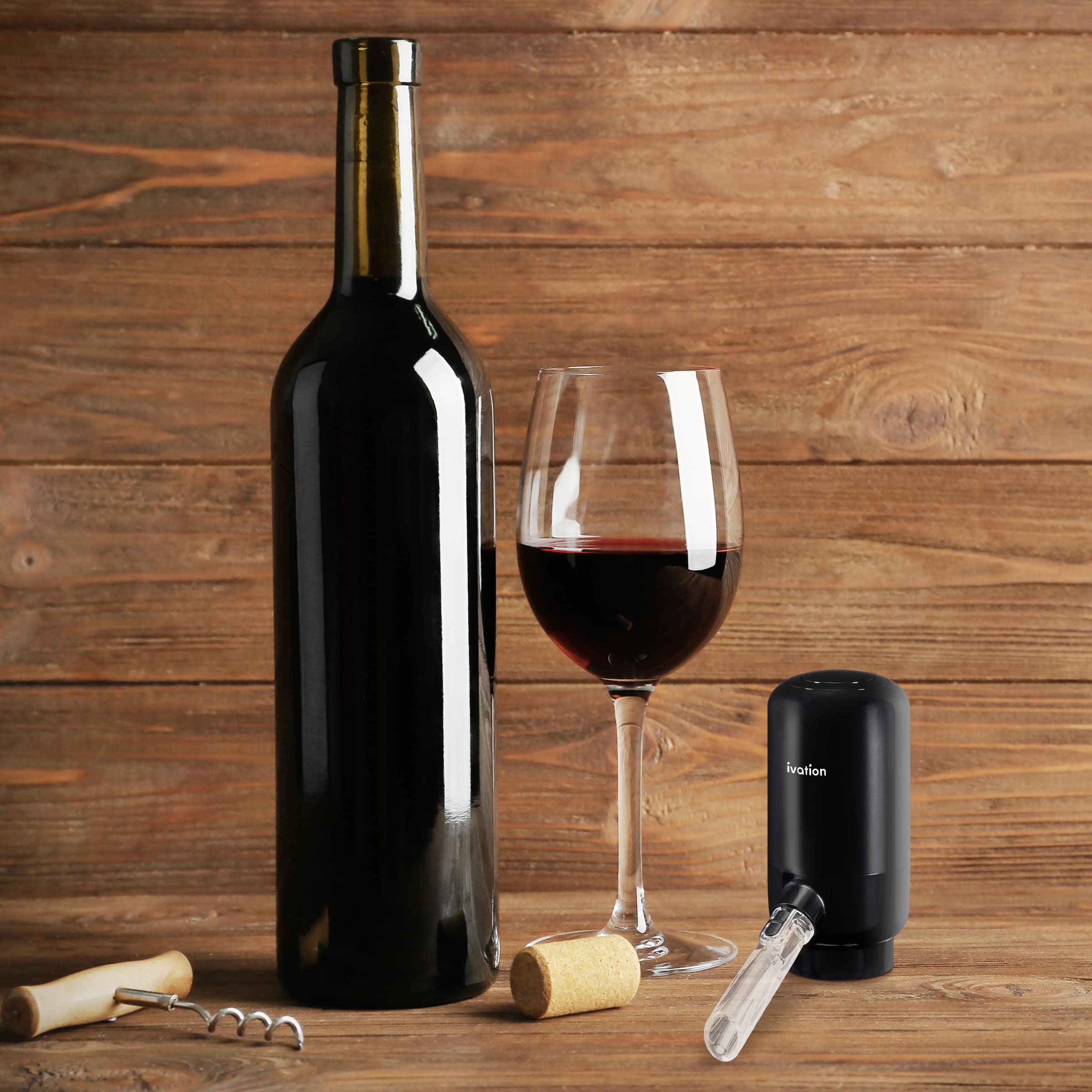Alt View 5. Ivation - Wine Aerator & Wine Dispenser with Flexible Tube, Battery-Operated Wine Aerator Pourer Spout - Black.