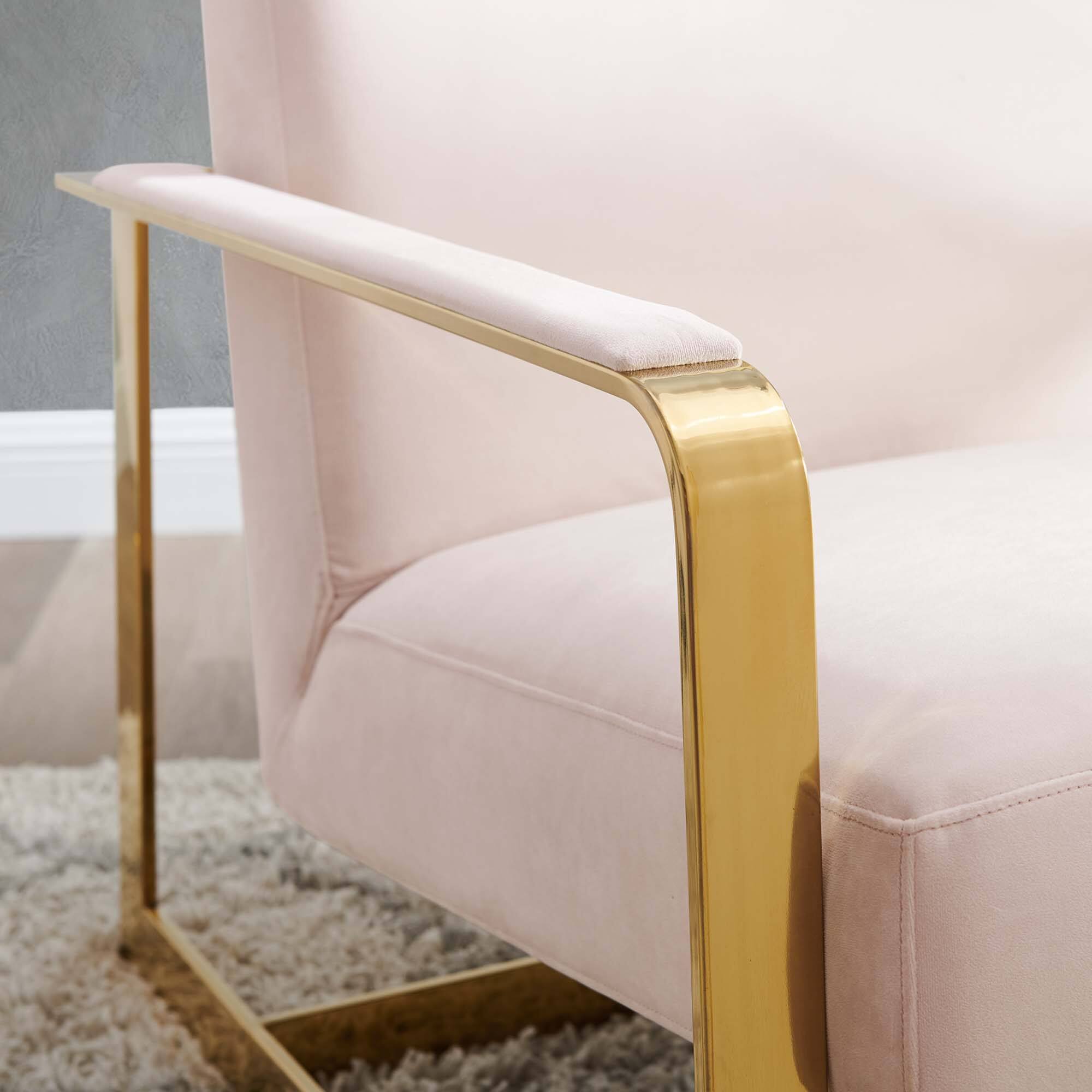 Back. Modway - Seg Performance Velvet Accent Chair by Modway - Gold Pink.