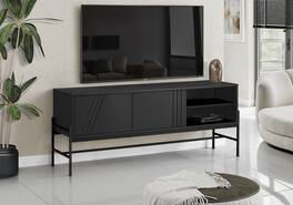 APRILSOUL - Tv Stand 60 Inch Console Media Entertainment Center Storage Cabinet Living Room Bedroom Laminate Metal - Black