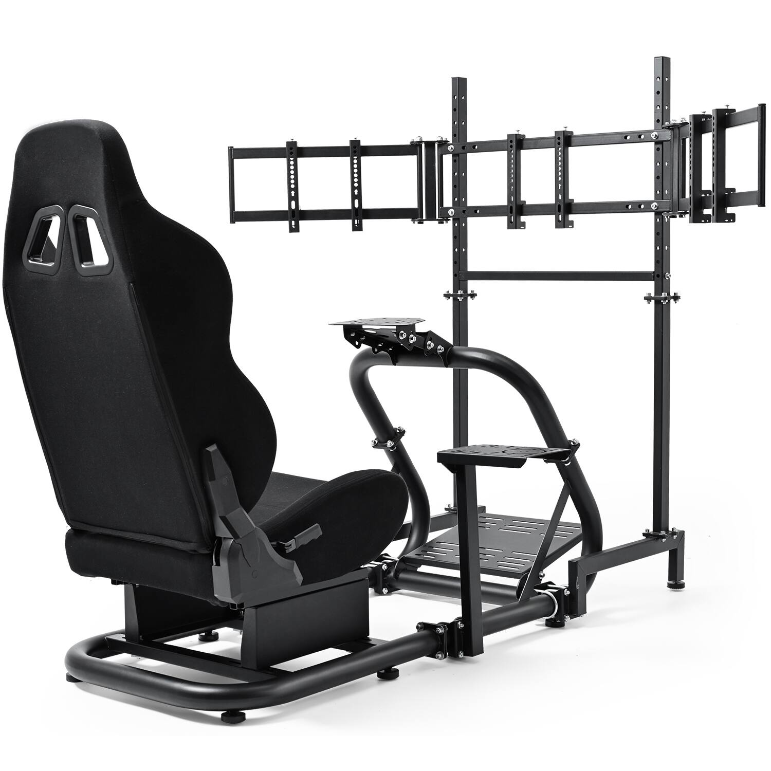 Front. Dardoo - Dardoo Racing Simulator Cockpit with Triple Monitor Stand and Black Racing Seat,Fits for Logitech, Thrustmaster, Fanatec - Black.