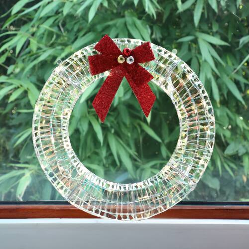 Alt View 7. Winado - 24in Christmas Iridescent Wreath Pre-Lit with LED Lights, Bows Lightweight for Indoor Outdoor Holiday Party Decorations - Multicolor.