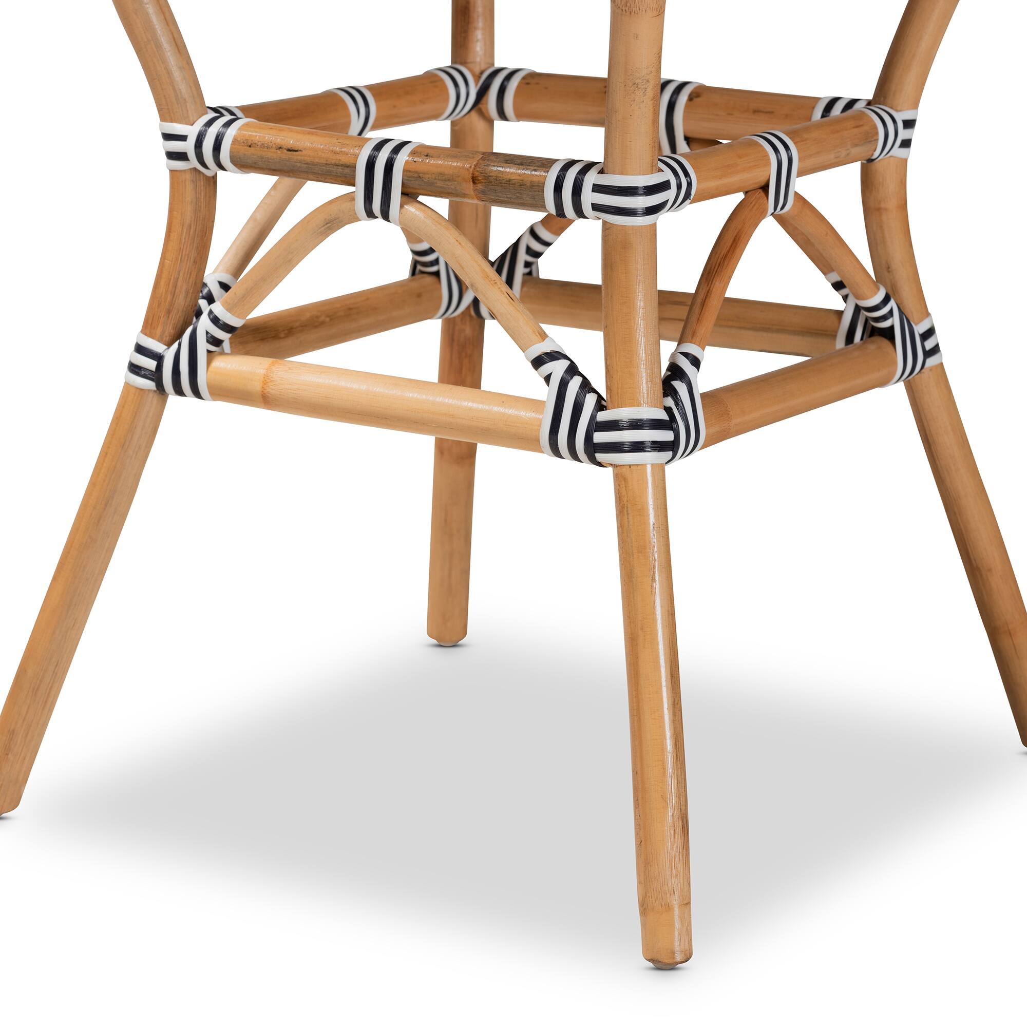 Back. bali & pari - Tavor Classic French Weaving and Rattan Indoor and Outdoor Bistro Table - Black/White/Brown.