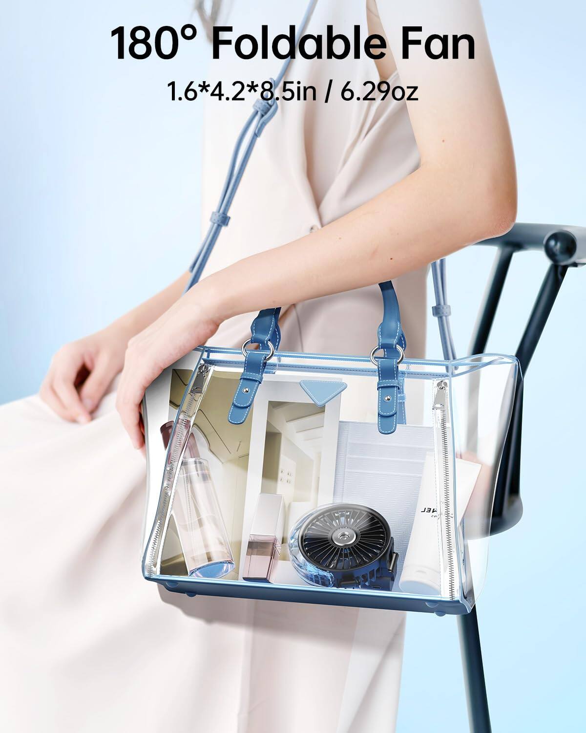 180° Foldable Fan  
1.6*4.2*8.5in / 6.29oz