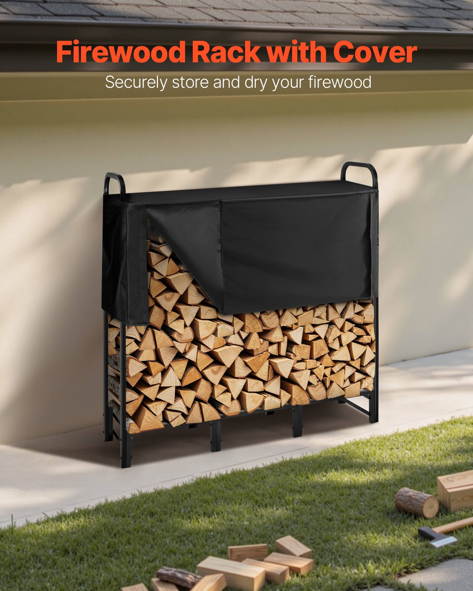 Firewood Rack with Cover  
Securely store and dry your firewood