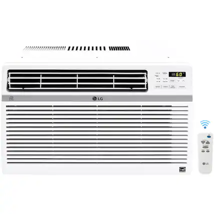 Front. LG - 550 Sq. Ft. 12,000 BTU Smart Window Air Conditioner - White.