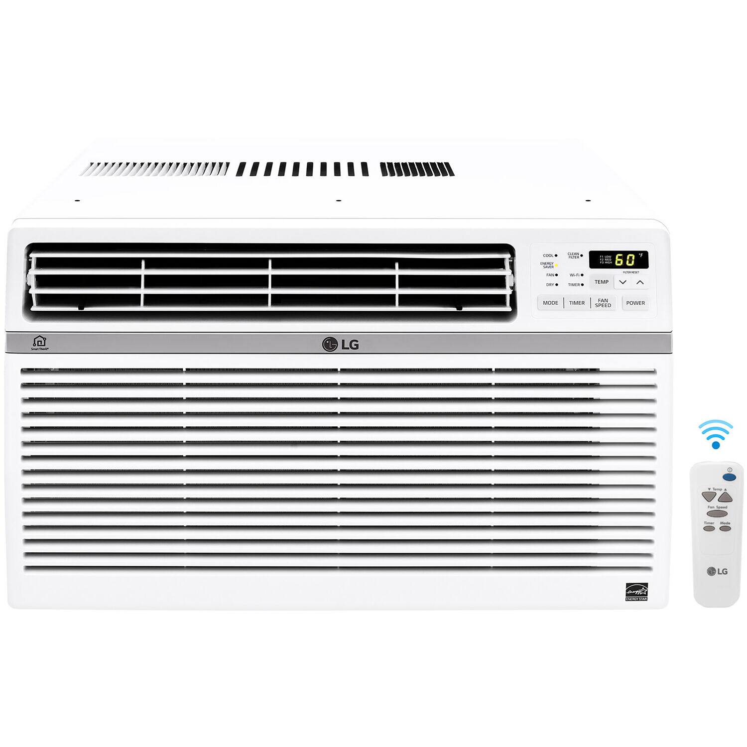 Front. LG - 550 Sq. Ft. 12,000 BTU Smart Window Air Conditioner - White.