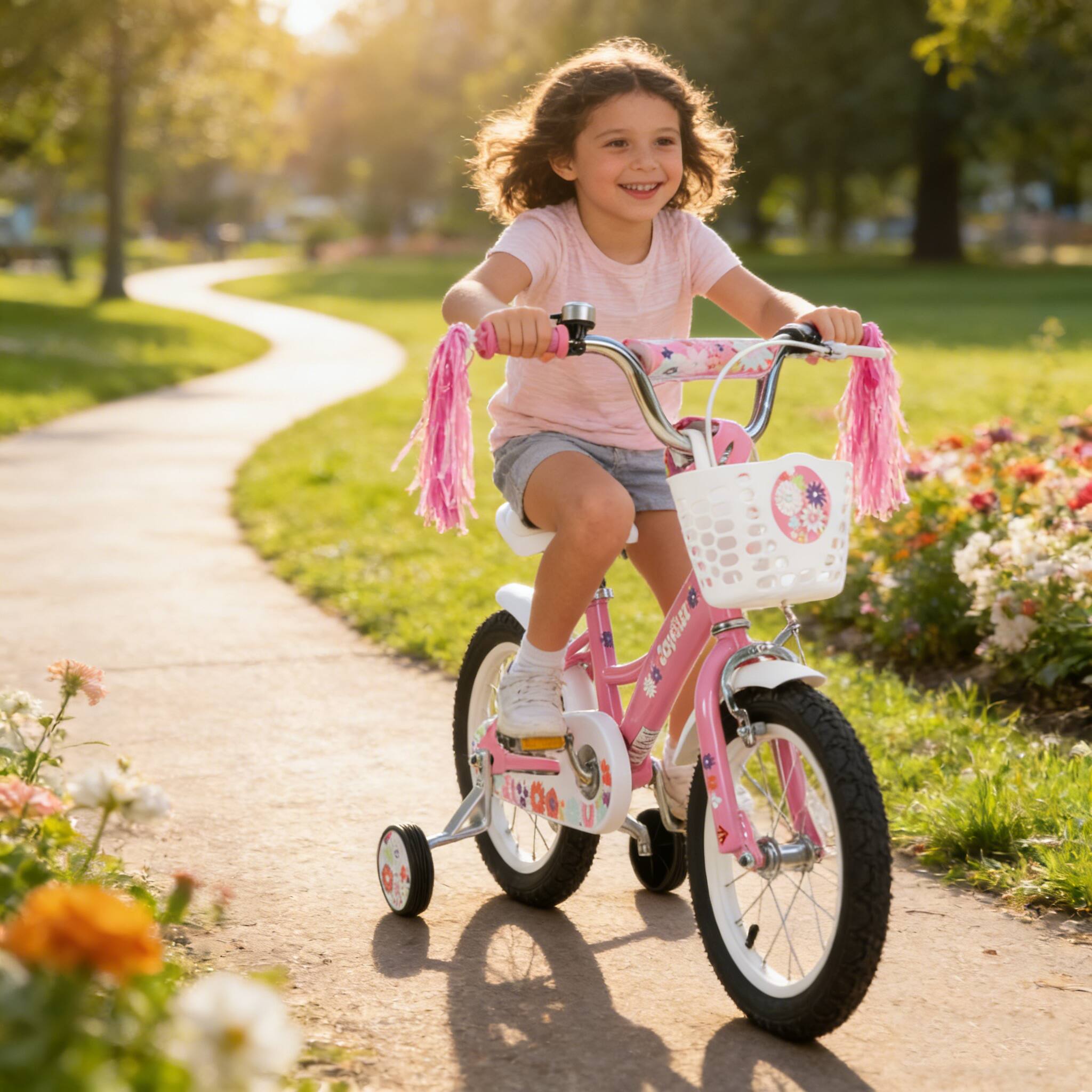 Angle. JOYSTAR - JOYSTAR Little Violet 12" Kids Bike with Training Wheels & Basket, Children's Bicycle for Girls Ages 2-4, Pink - Pink.