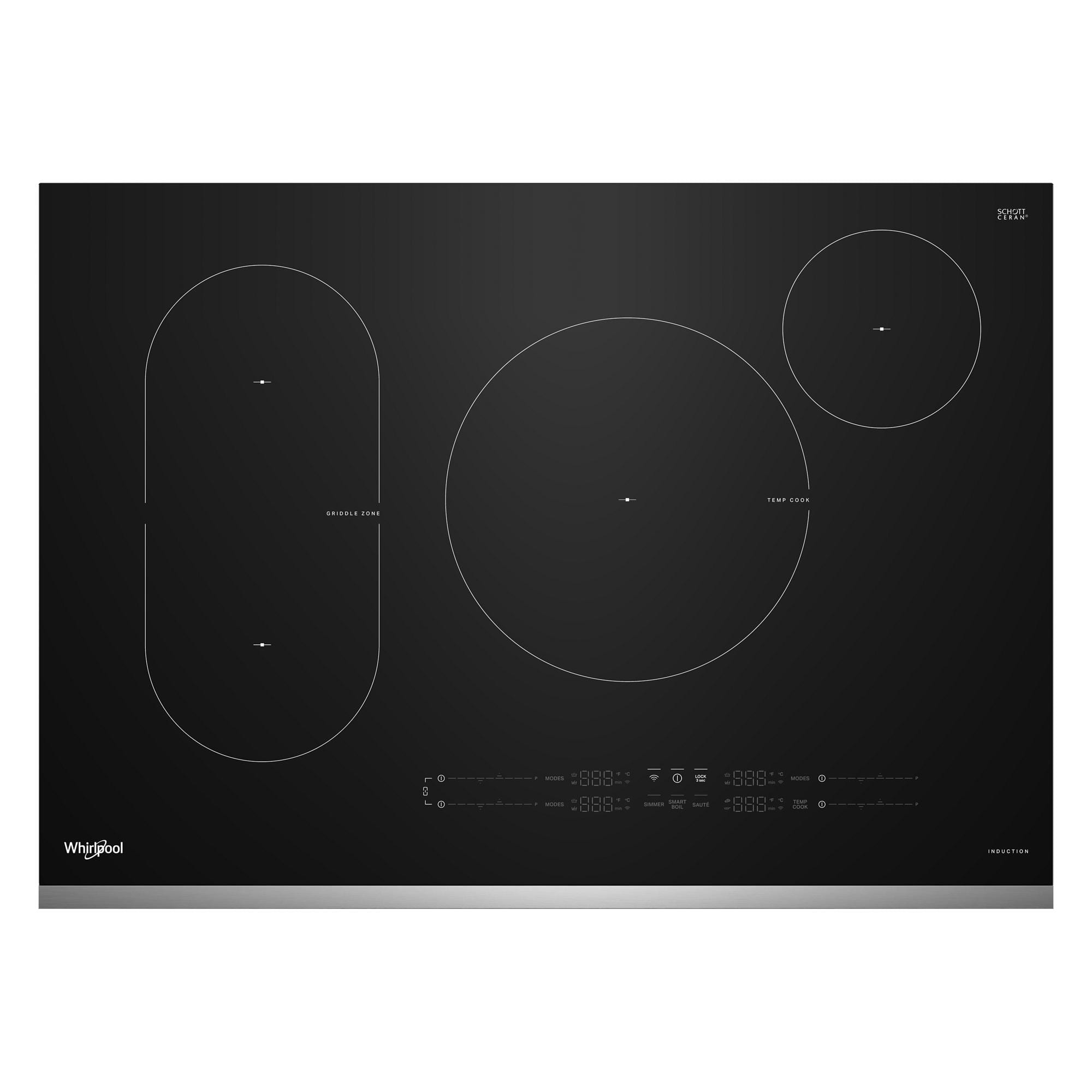 Whirlpool - 30" Electric Induction Cooktop with Temp Cook Technology - Stainless Steel - Front_Zoom