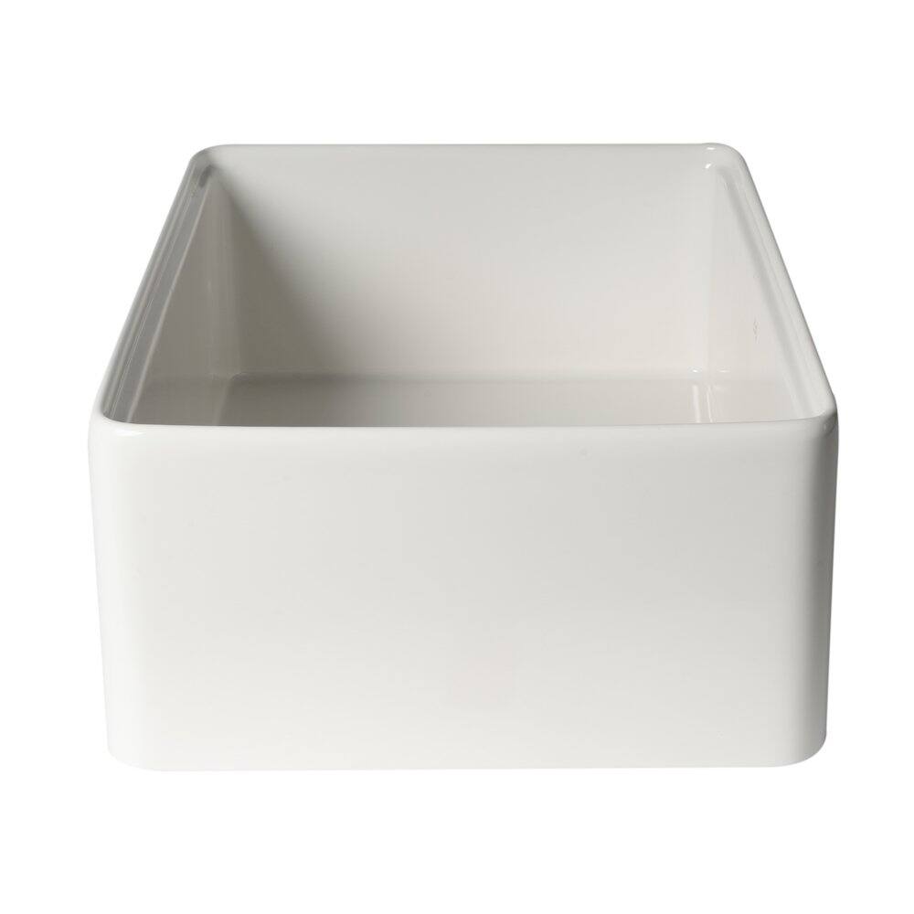 Alt View 1. Alfi - ALFI brand White Smooth Apron Workstation 30 x 20 Single Bowl Step Rim Fireclay Farm Sink - White.
