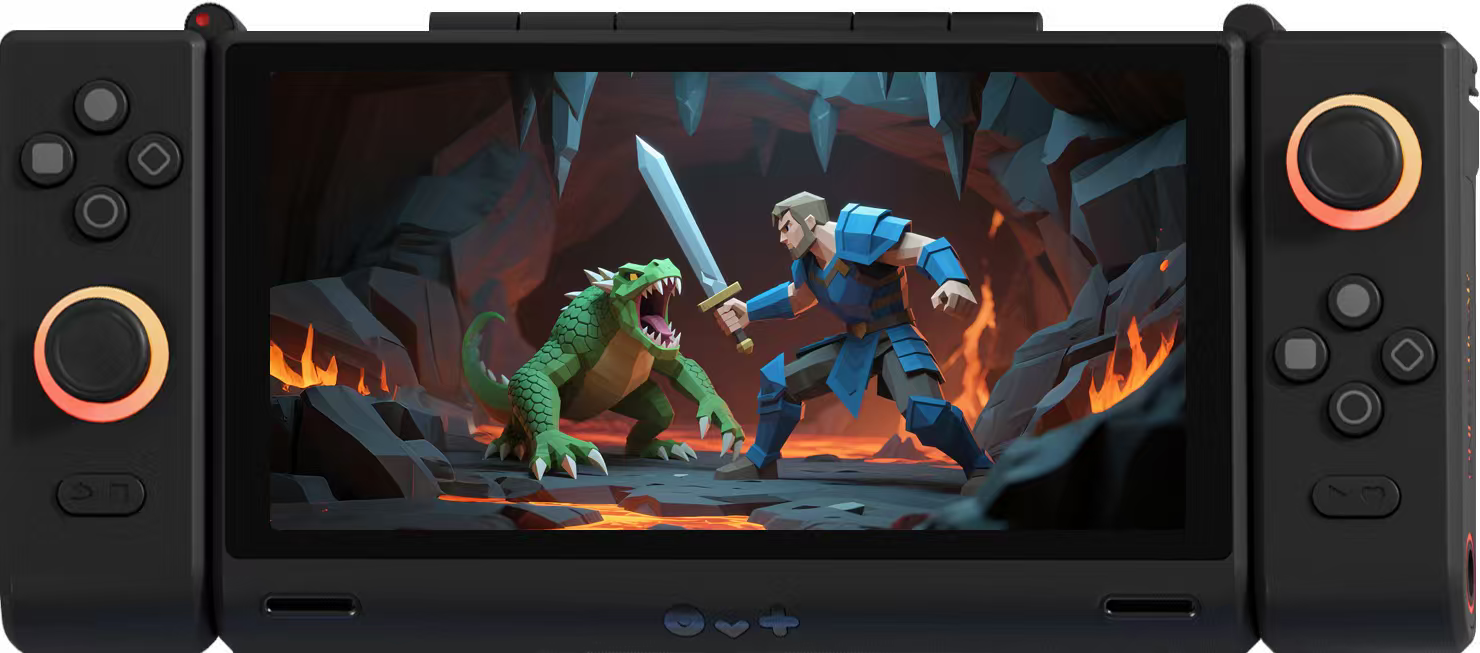 Left. OneXplayer - OneXPlayer Sugar 1 Gen3 Dual-Screen Transforming Handheld Game Console - Black.