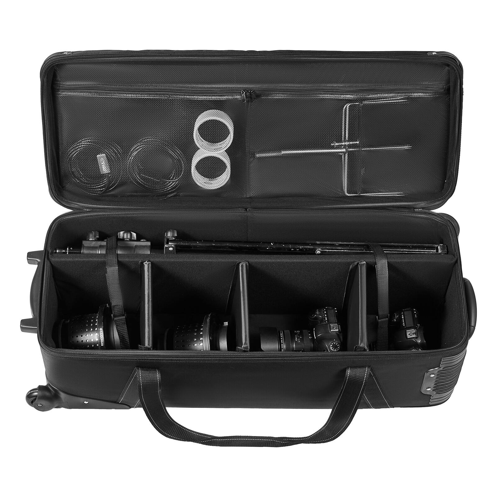 Alt View 5. VEVOR - Studio Equipment Trolley Case, 39.37 x 14.96 x 12.60 in / 100 x 38 x 32 cm, Rolling Camera Bag - Black.