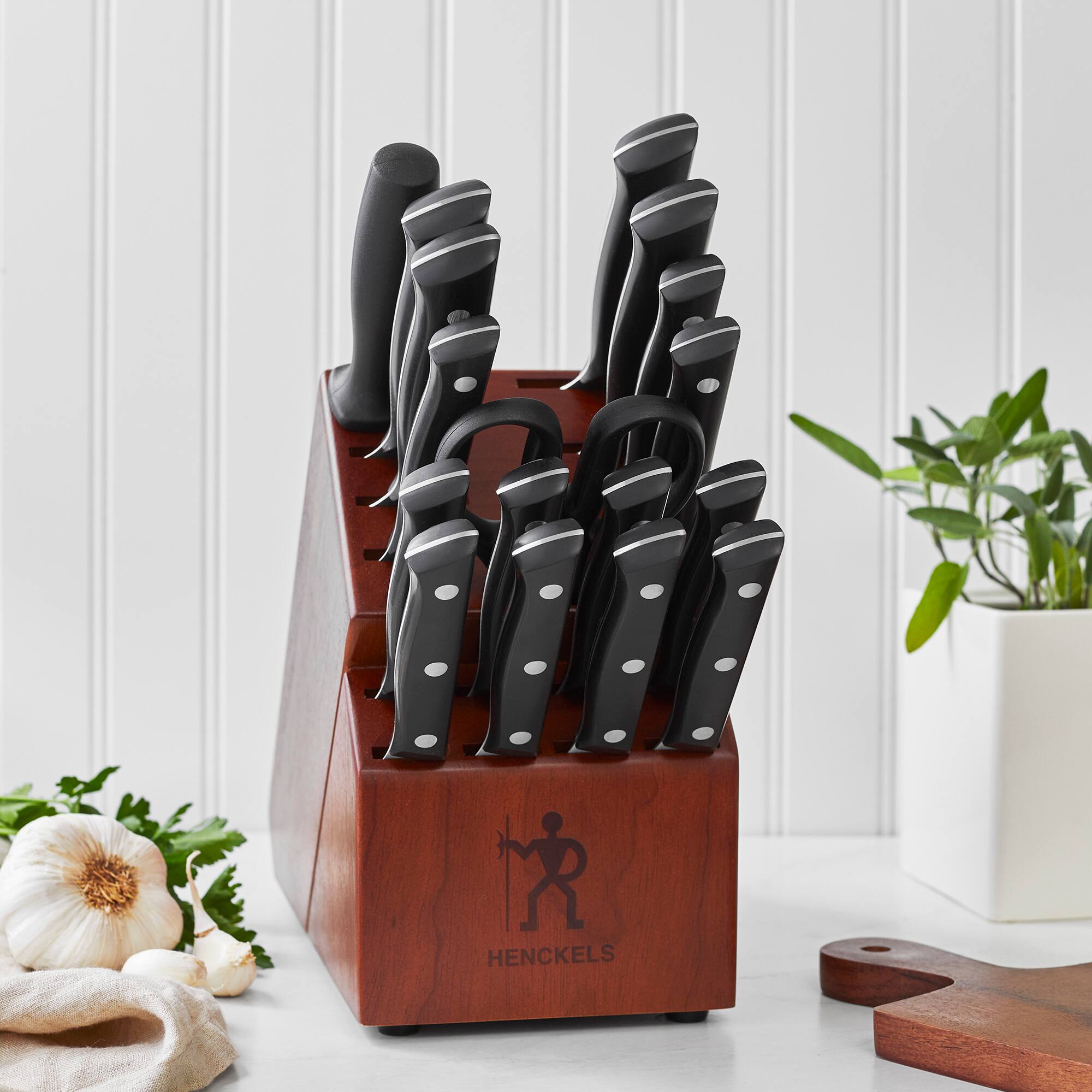 Alt View 3. Henckels - HENCKELS Dynamic 18-pc Knife Block Set - Brown.