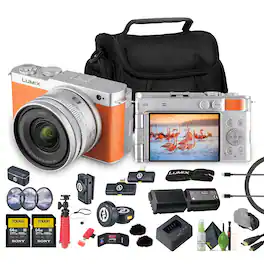 Panasonic - Lumix S9Camera with 18-40mm f Lens (Orange), 2x 64GB Memory Card