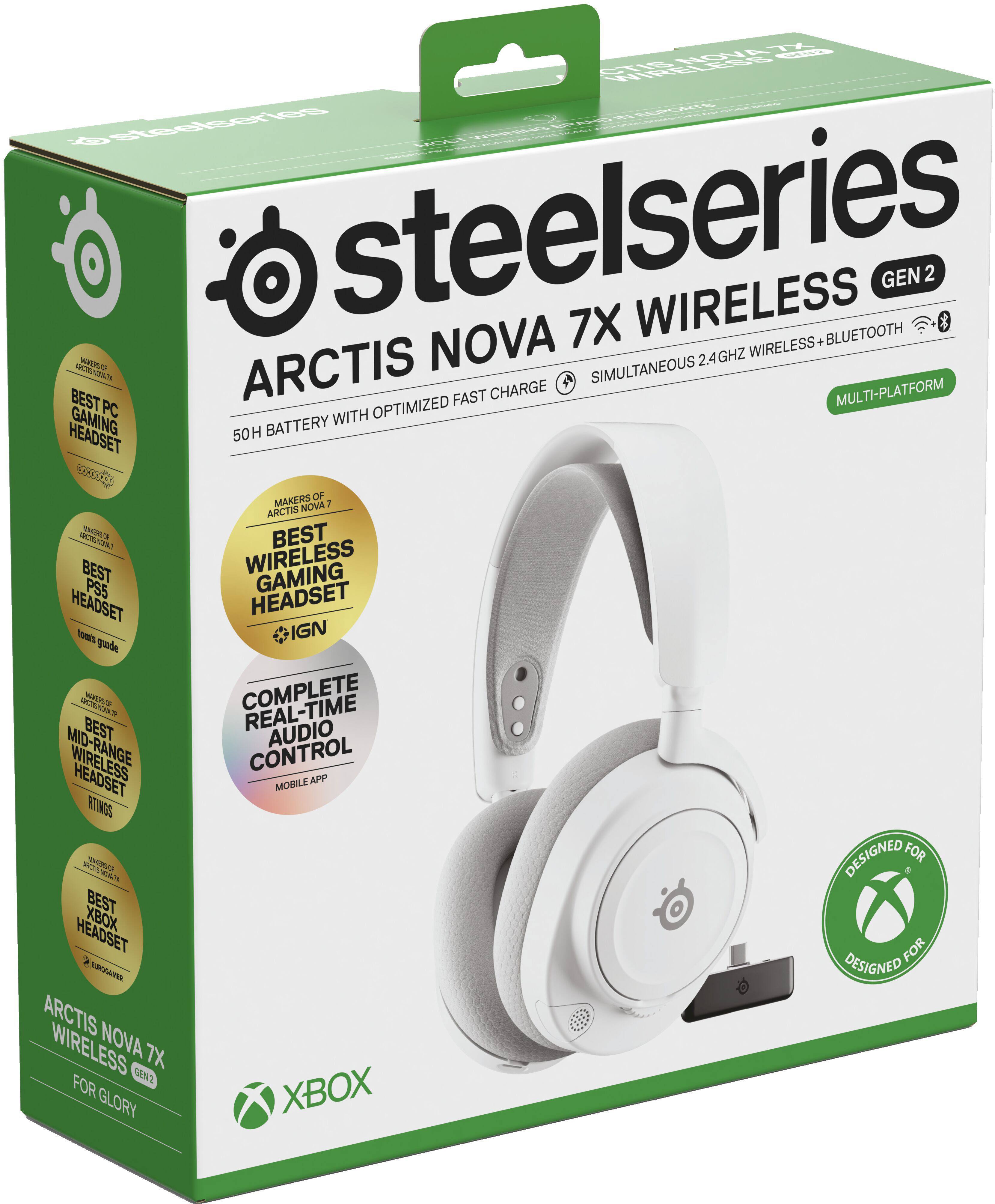 SteelSeries  
Arctis Nova 7X Wireless Gen 2  
50H Battery with Optimized Fast Charge  
Simultaneous 2.4GHz Wireless + Bluetooth  
Multi-Platform  

Best Wireless Gaming Headset - IGN  
Complete Real-Time Audio Control  
Mobile App  

Best PC Gaming Headset - Tom's Guide  
Best PS5 Headset - IGN  
Best Mid-Range Wireless Headset - IGN  
Best Xbox Headset - IGN  

Designed for Xbox  
For Glory