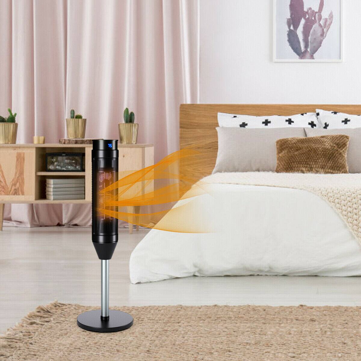 Alt View 10. Costway - Costway 1500W Portable Oscillating Ceramic Pedestal Heater w/ Timer Remote Control Room - Black.