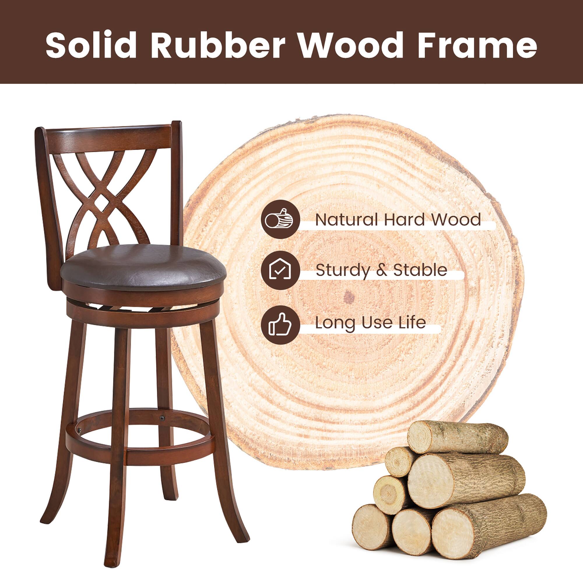 Solid Rubber Wood Frame
Natural Hard Wood
Sturdy & Stable
Long Use Life
