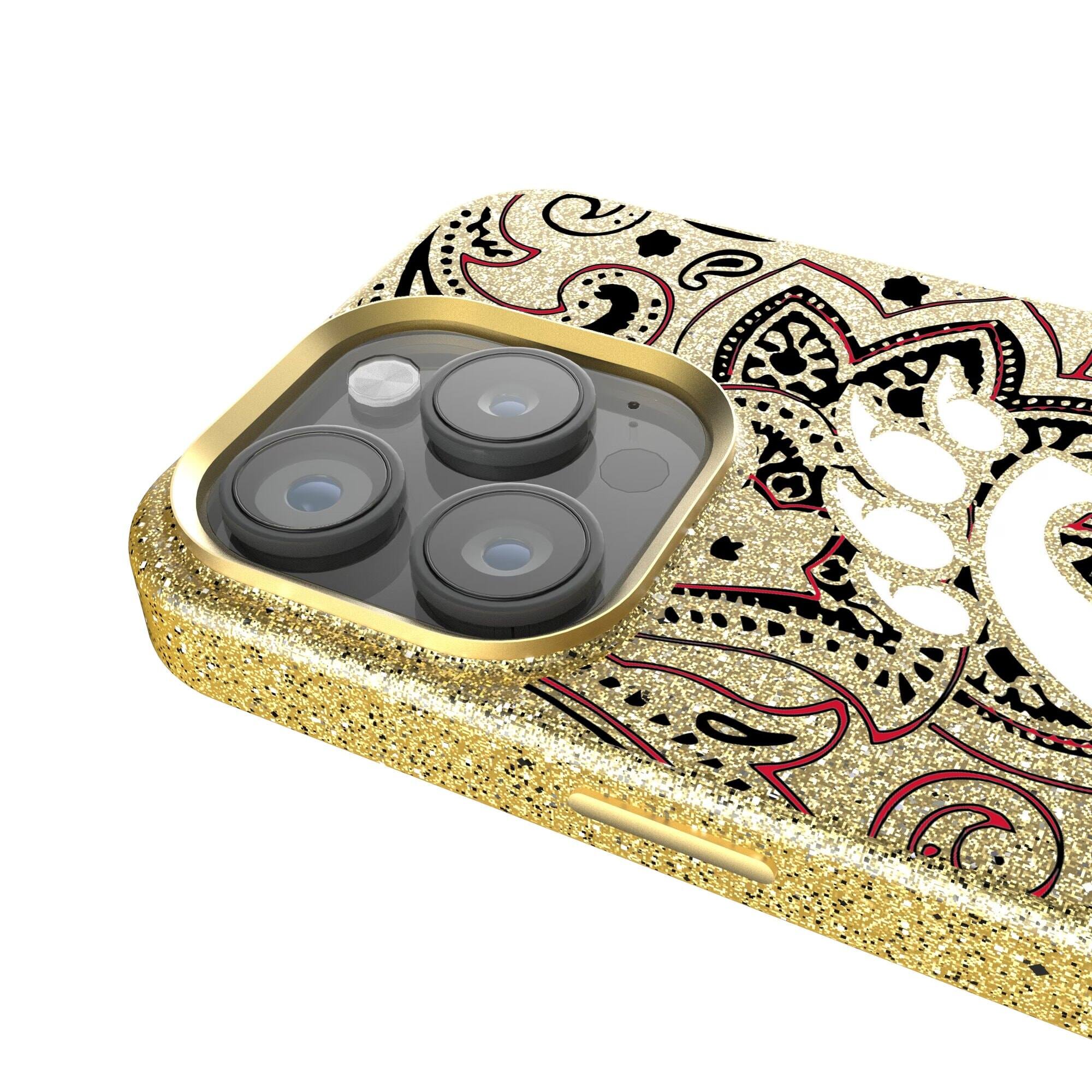 Alt View 3. Keyscaper - Cincinnati Bearcats Paisley Bling iPhone Case - 14 Pro Max - Gold.