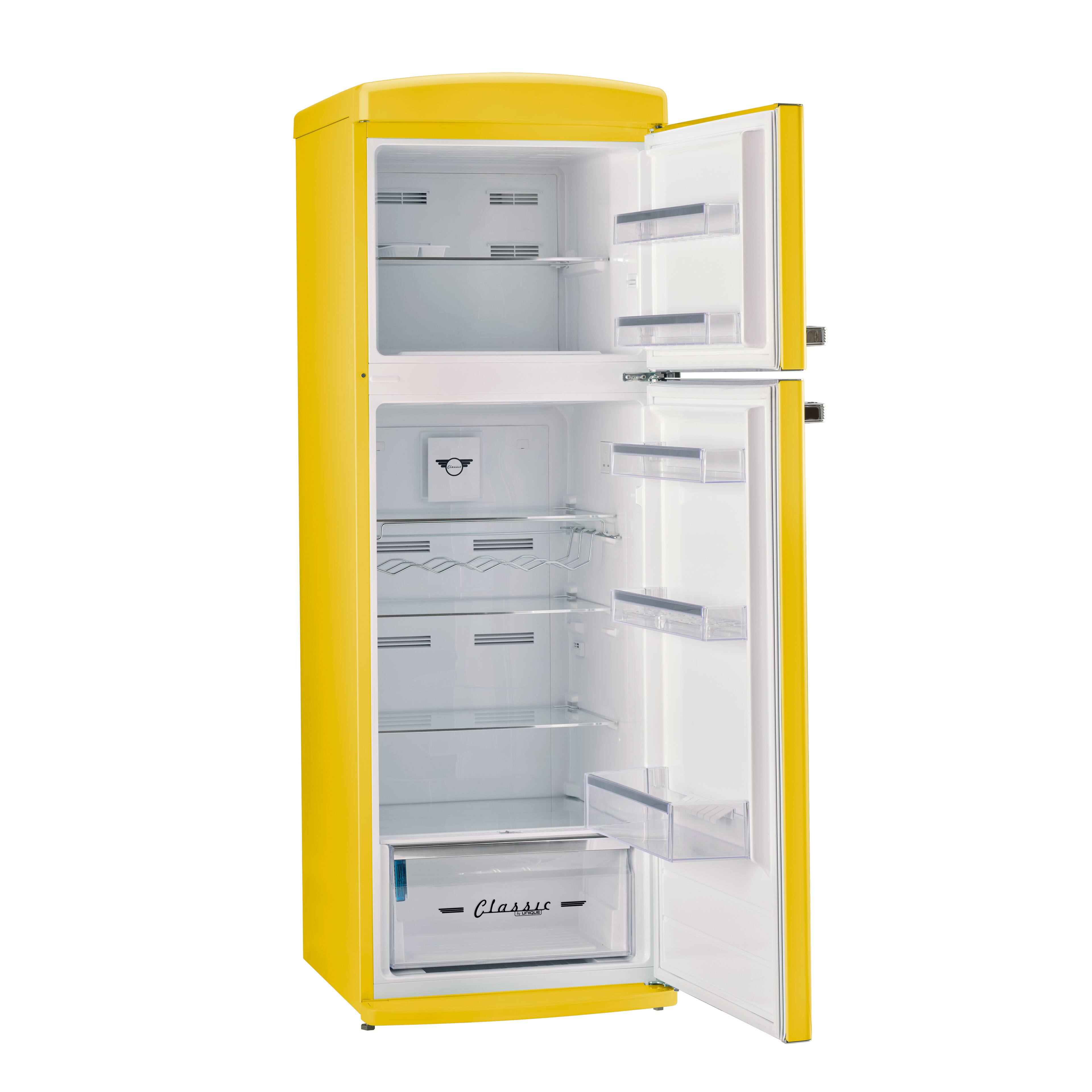 Left. Unique Appliances - 24 in. Wide Classic Retro 11 cu.ft. Top Freezer Refrigerator - Canary Yellow.