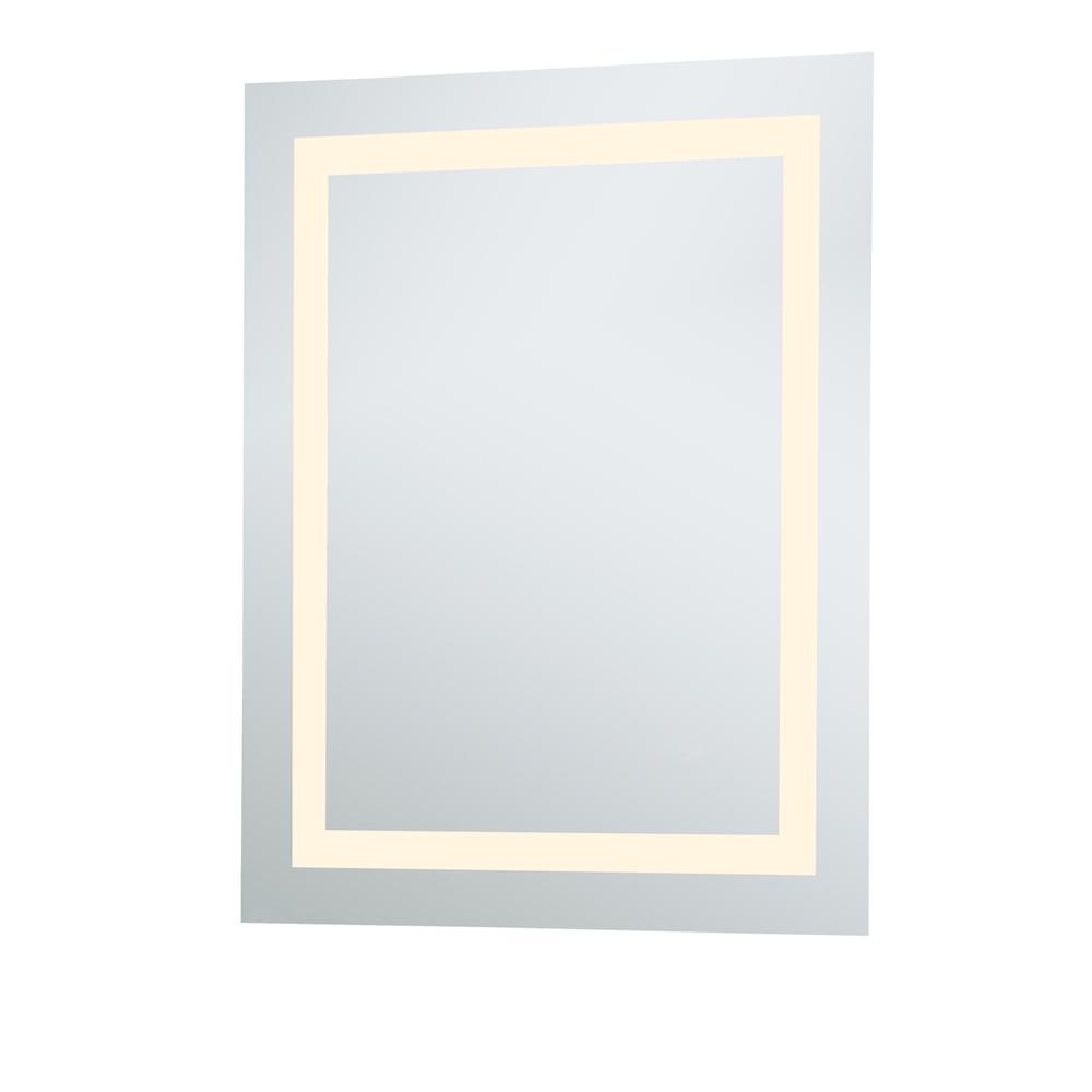 Angle. Elegant Decor - LED Hardwired Mirror Rectangle W24H30 Dimmable 3000K - Glossy White.