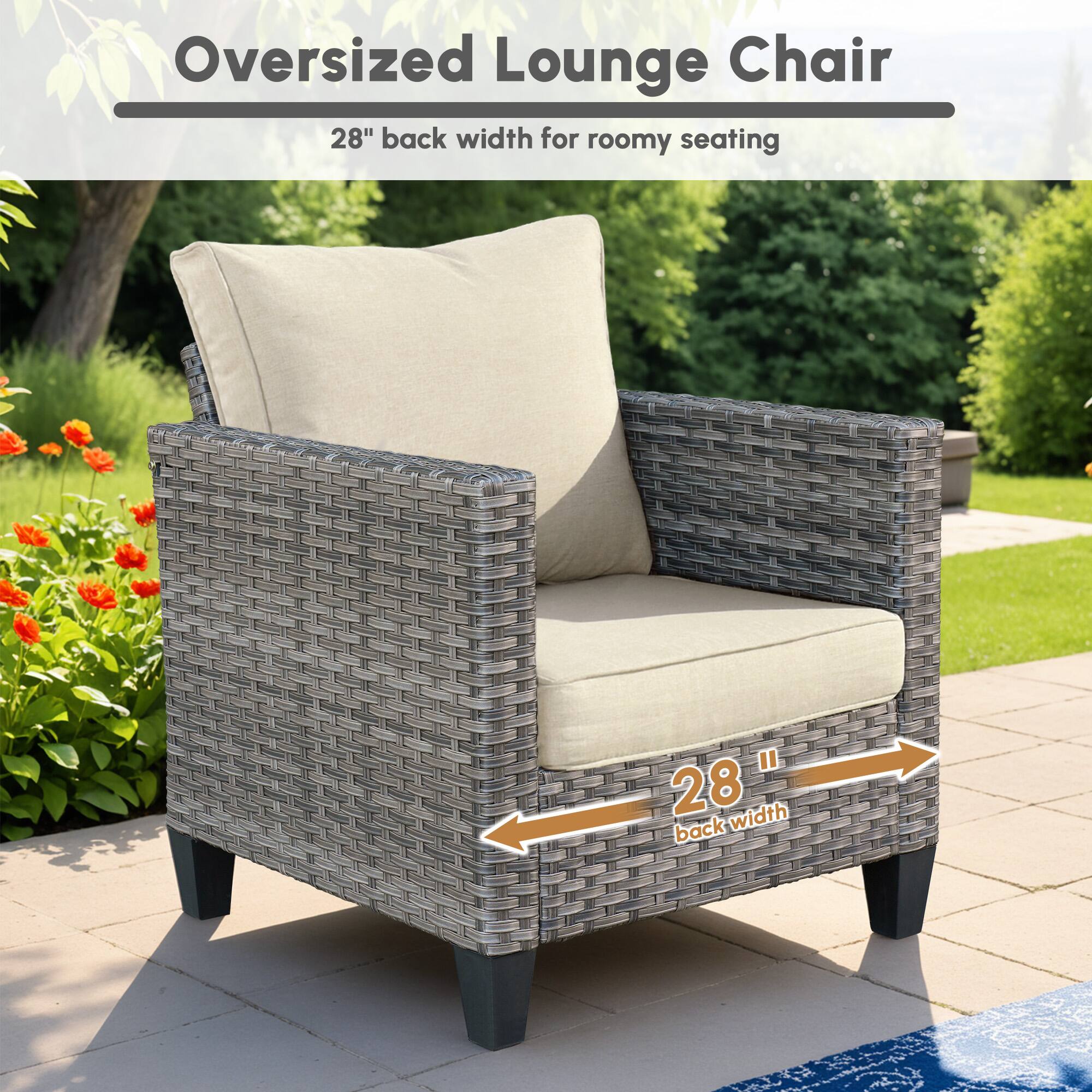 Oversized Lounge Chair  
28" back width for roomy seating  

28" back width