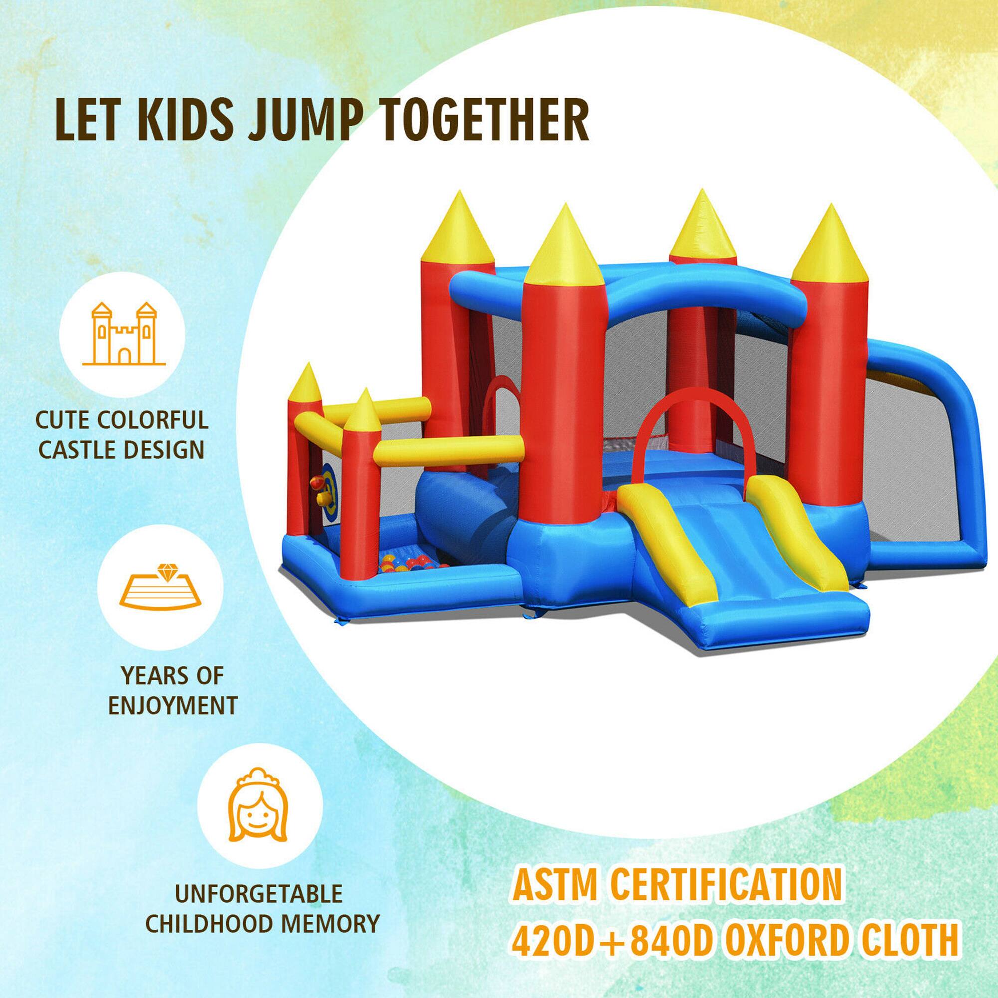 LET KIDS JUMP TOGETHER

- CUTE COLORFUL CASTLE DESIGN
- YEARS OF ENJOYMENT
- UNFORGETTABLE CHILDHOOD MEMORY

ASTM CERTIFICATION  
420D + 840D OXFORD CLOTH