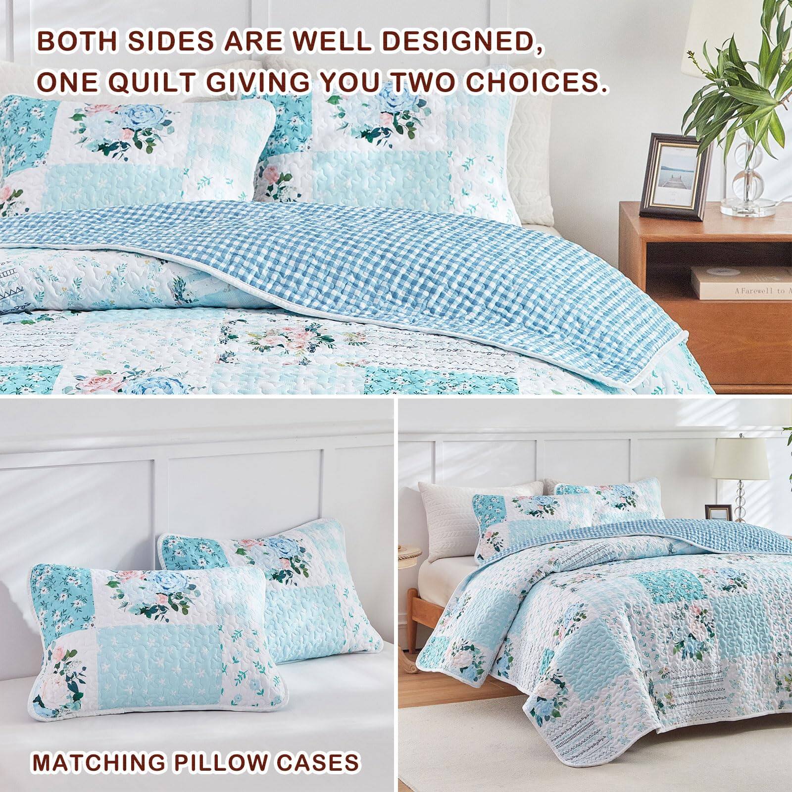BOTH SIDES ARE WELL DESIGNED, ONE QUILT GIVING YOU TWO CHOICES.

MATCHING PILLOW CASES