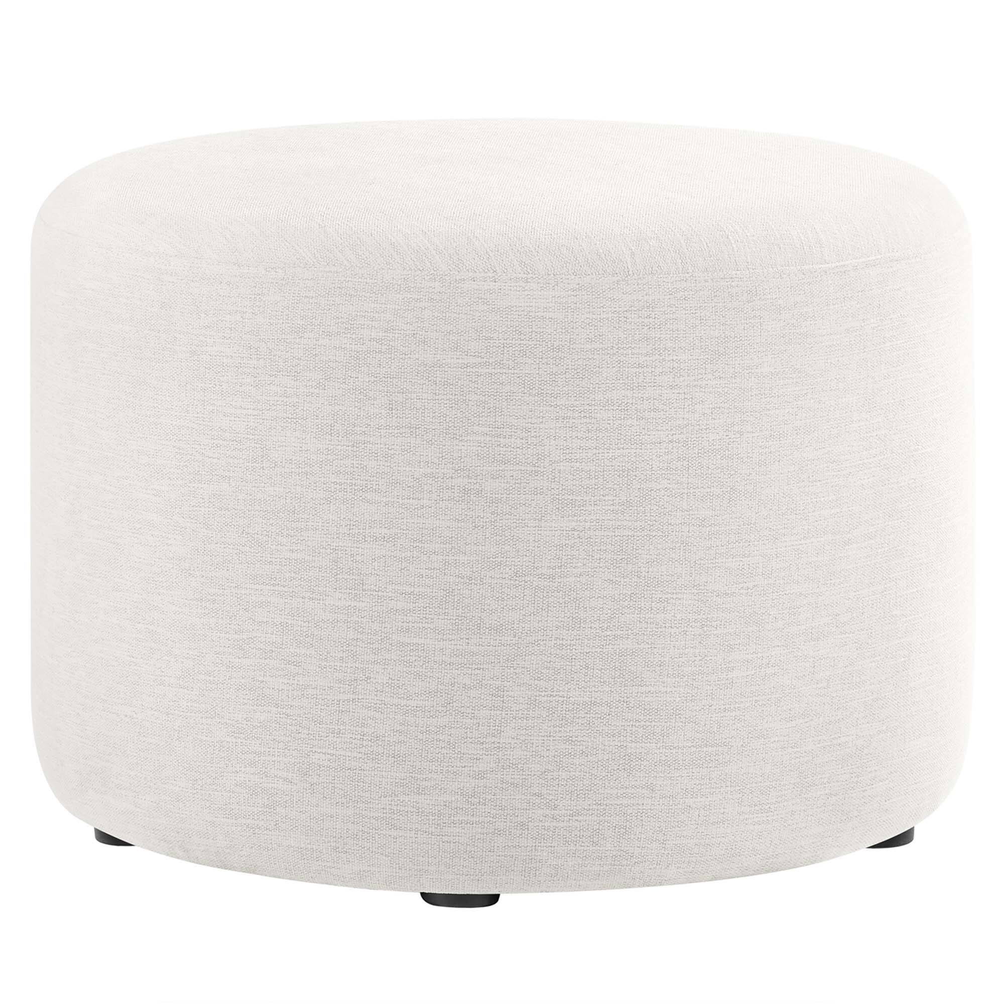 Angle. Modway - Callum Large 23" Round Woven Heathered Fabric Upholstered Ottoman by Modway - Heathered Weave Ivory.