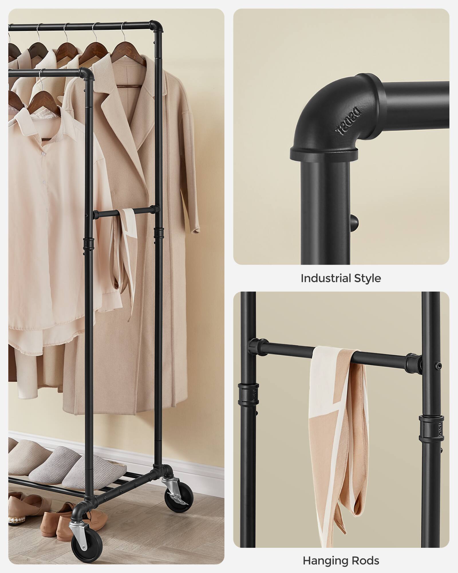 D2DB1. Industrial Style Hanging Rods