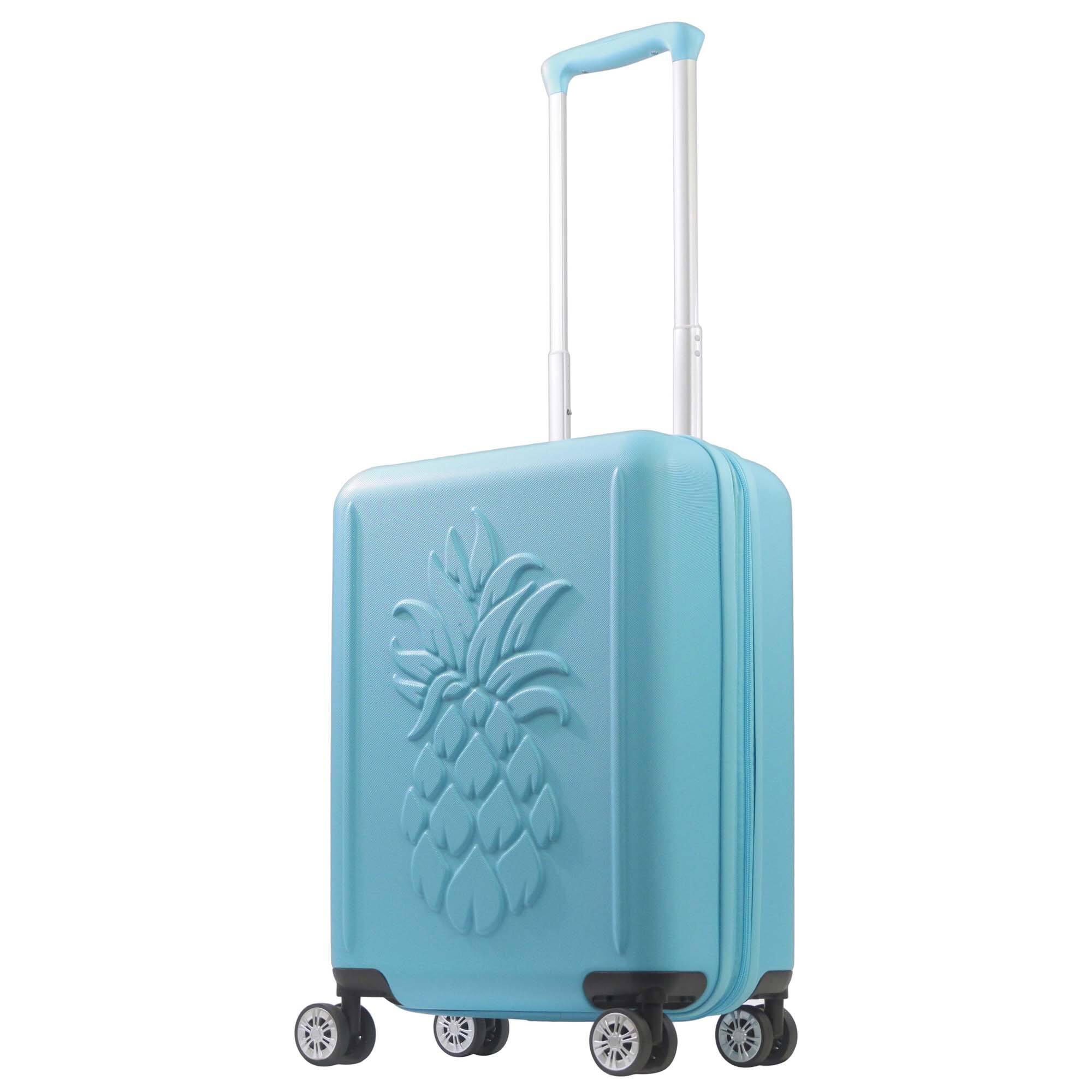 Angle. Tommy Bahama - 21.5" Carry-On Hardside Spinner Luggage with 3D Pineapple - Blue.