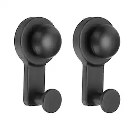 Unique Bargains - 2pcs Suction Hook for Inside Shower, Steel Round Hanger, No Drill Removable Reusable for Bathroom Kitchen Mirror - Black