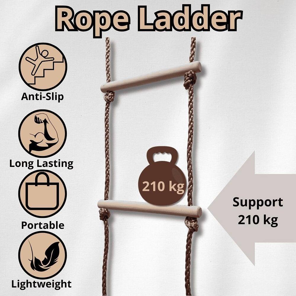 Rope Ladder

- Anti-Slip
- Long Lasting
- Portable
- Lightweight

210 kg

Support 210 kg