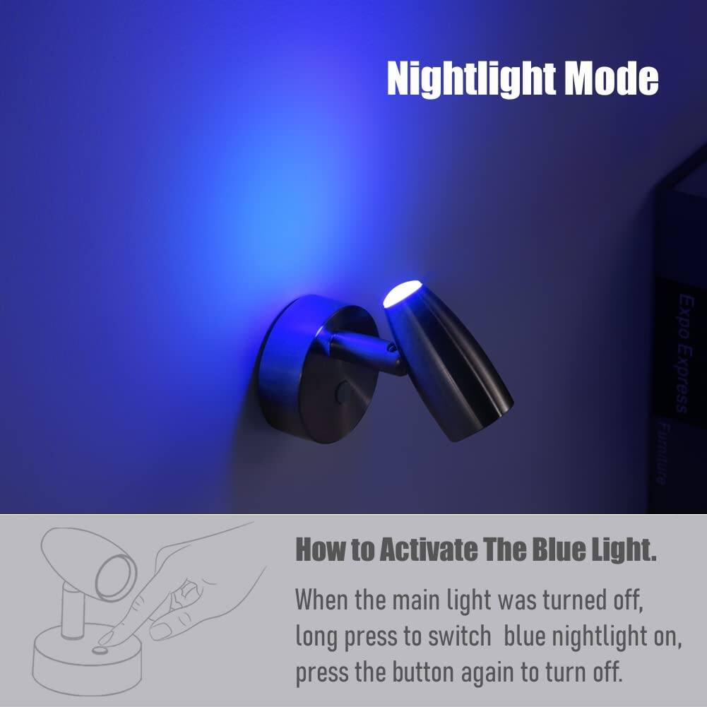 Nightlight Mode

How to Activate The Blue Light.

When the main light was turned off, long press to switch blue nightlight on, press the button again to turn off.