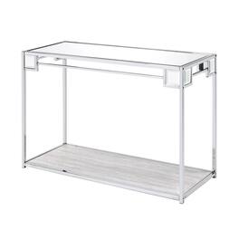 Manhattan Lane - Mirror Top Metal Console Table with Wooden Open Bottom Shelf - Silver
