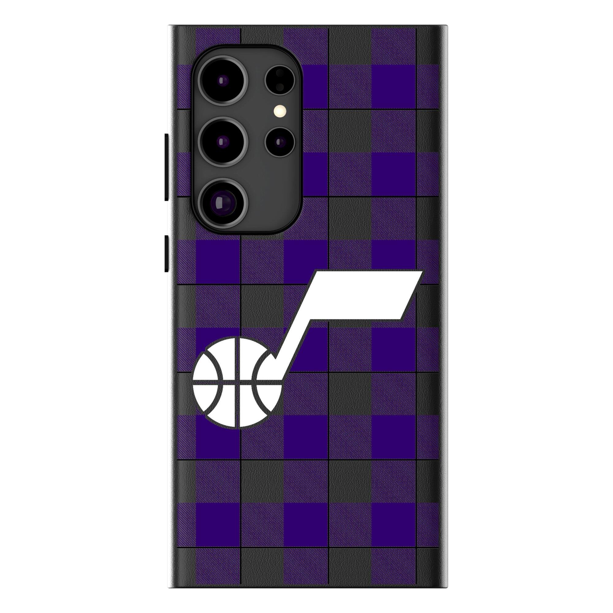 Front. Keyscaper - Utah Jazz Plaid Galaxy Magnetic Bump Case - S25 Ultra - Black.